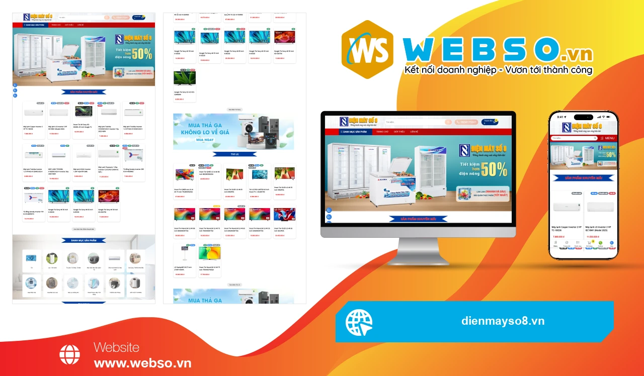 Thiết Kế Website Điện Máy Điện Máy Số 8: Trải Nghiệm Mua Sắm Trực Tuyến Tiện Lợi