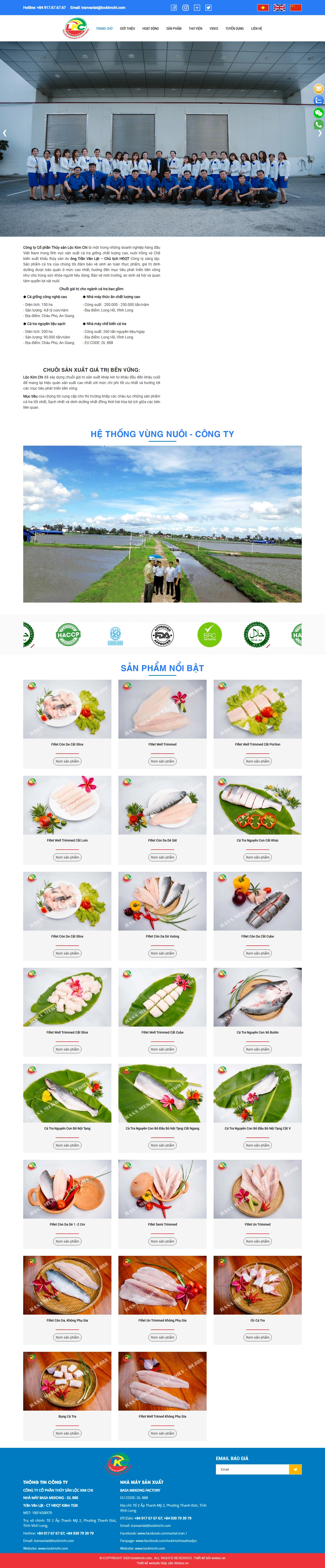 Giao diện desktop Thiết Kế Website Thủy Sản Lộc Kim Chi: Giải Pháp Xuất Khẩu Thủy Sản Chất Lượng Cao