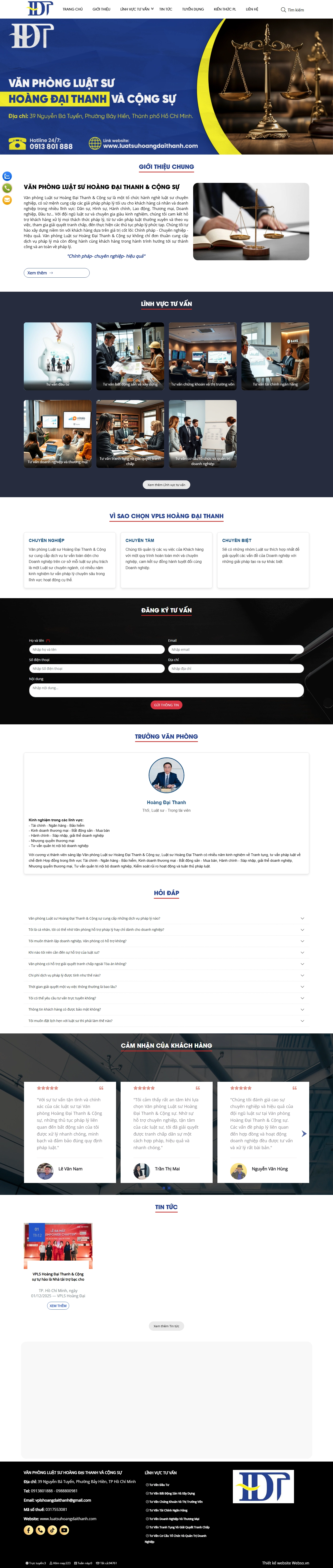 Giao diện desktop Thiết Kế Website Dịch Vụ Pháp Lý Văn Phòng Luật Sư Hoàng Đại Thanh: Giải Pháp Pháp Lý Hiệu Quả
