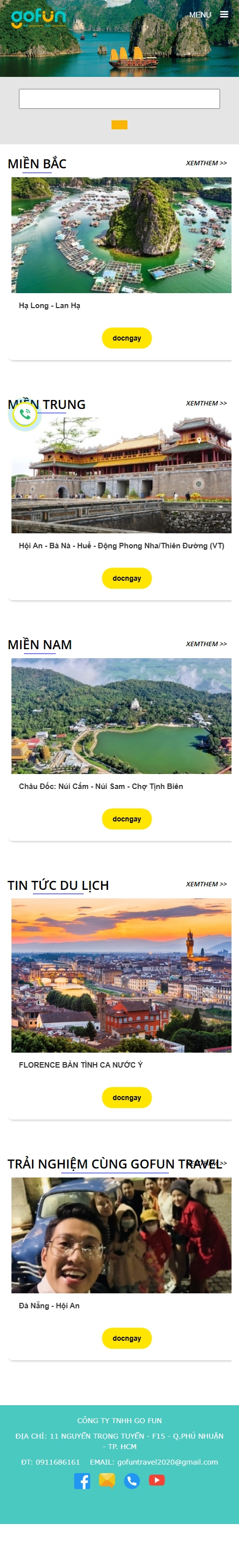 Giao diện mobile Thiết Kế Website Du Lịch Go Fun: Trải Nghiệm Du Lịch Đầy Hấp Dẫn