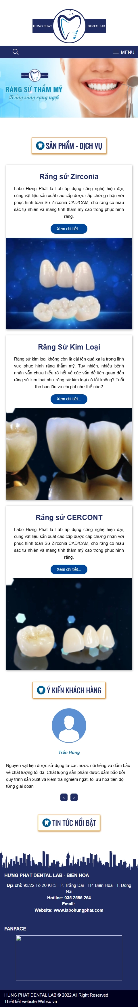 Giao diện mobile Thiết Kế Website Phục Hình Răng Hưng Phát Dental Lab: Giải Pháp Nha Khoa Hiện Đại