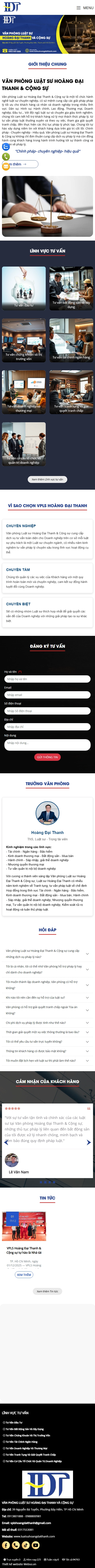 Giao diện mobile Thiết Kế Website Dịch Vụ Pháp Lý Văn Phòng Luật Sư Hoàng Đại Thanh: Giải Pháp Pháp Lý Hiệu Quả