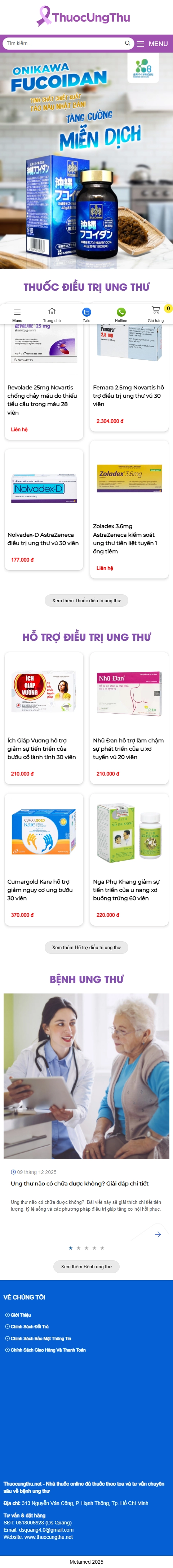 Giao diện mobile Thiết Kế Website Y Tế Thuocungthu.net: Giải Pháp Thông Tin Chính Xác Về Thuốc Ung Thư