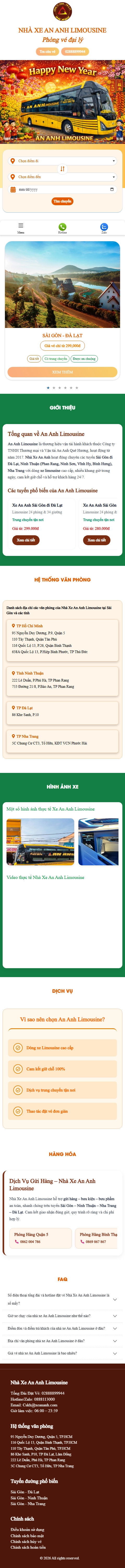 Giao diện mobile Thiết Kế Website Vận Tải Nhà Xe An Anh: Trải Nghiệm Đặt Vé Xe Limousine Tuyệt Vời